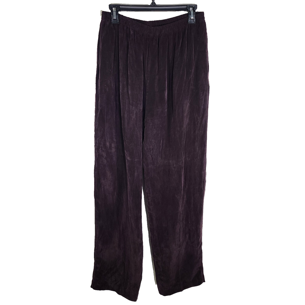 Coldwater Creek Womens Pants Size Large 100% Bemberg Pull On Pockets Purple Wine